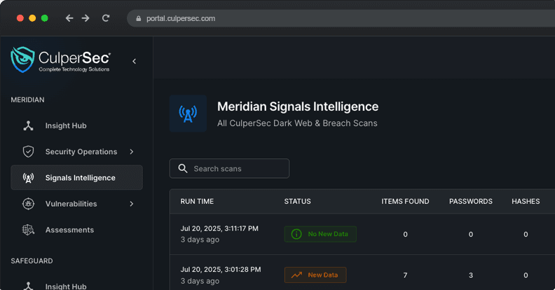 Meridian Signals Intelligence Dashboard