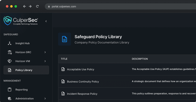 Safeguard Policy Library Dashboard