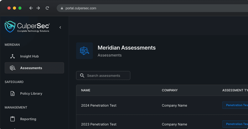 Meridian Assessments Dashboard